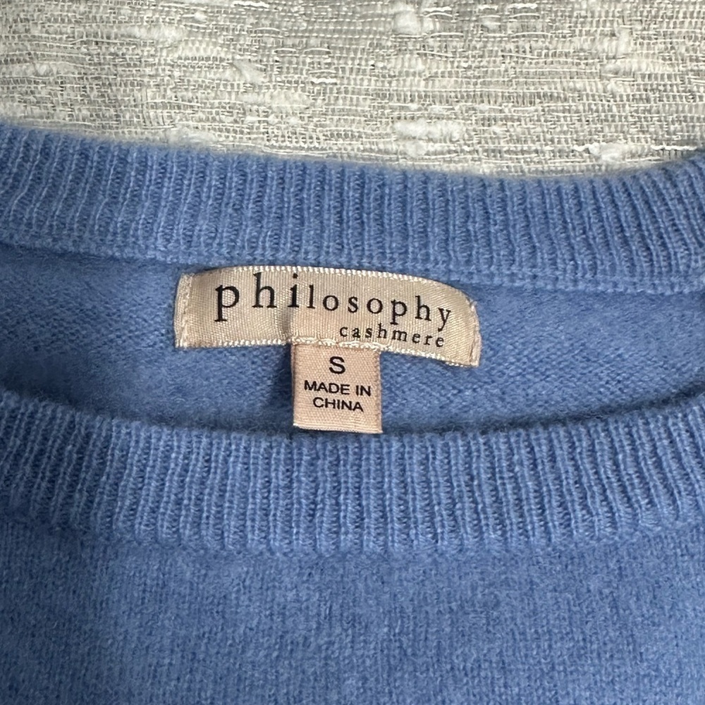 PHILOSOPHY Cashmere Sweater London Light Blue - Size S - Picture 2 of 6
